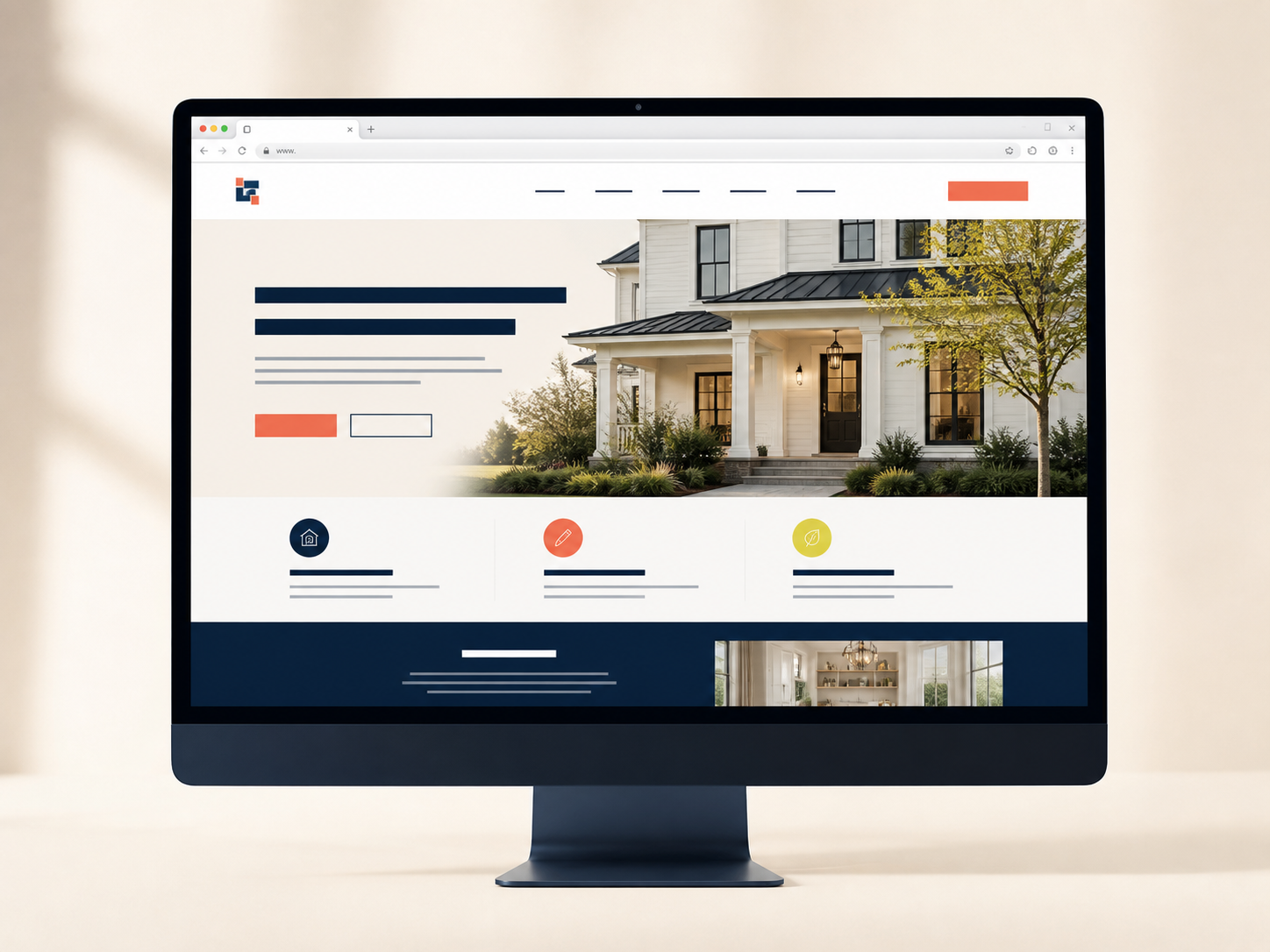 Finished business website open in a desktop browser